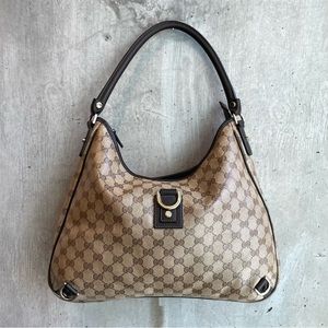 Gucci Abbey Crystal GG D Ring Hobo Bag